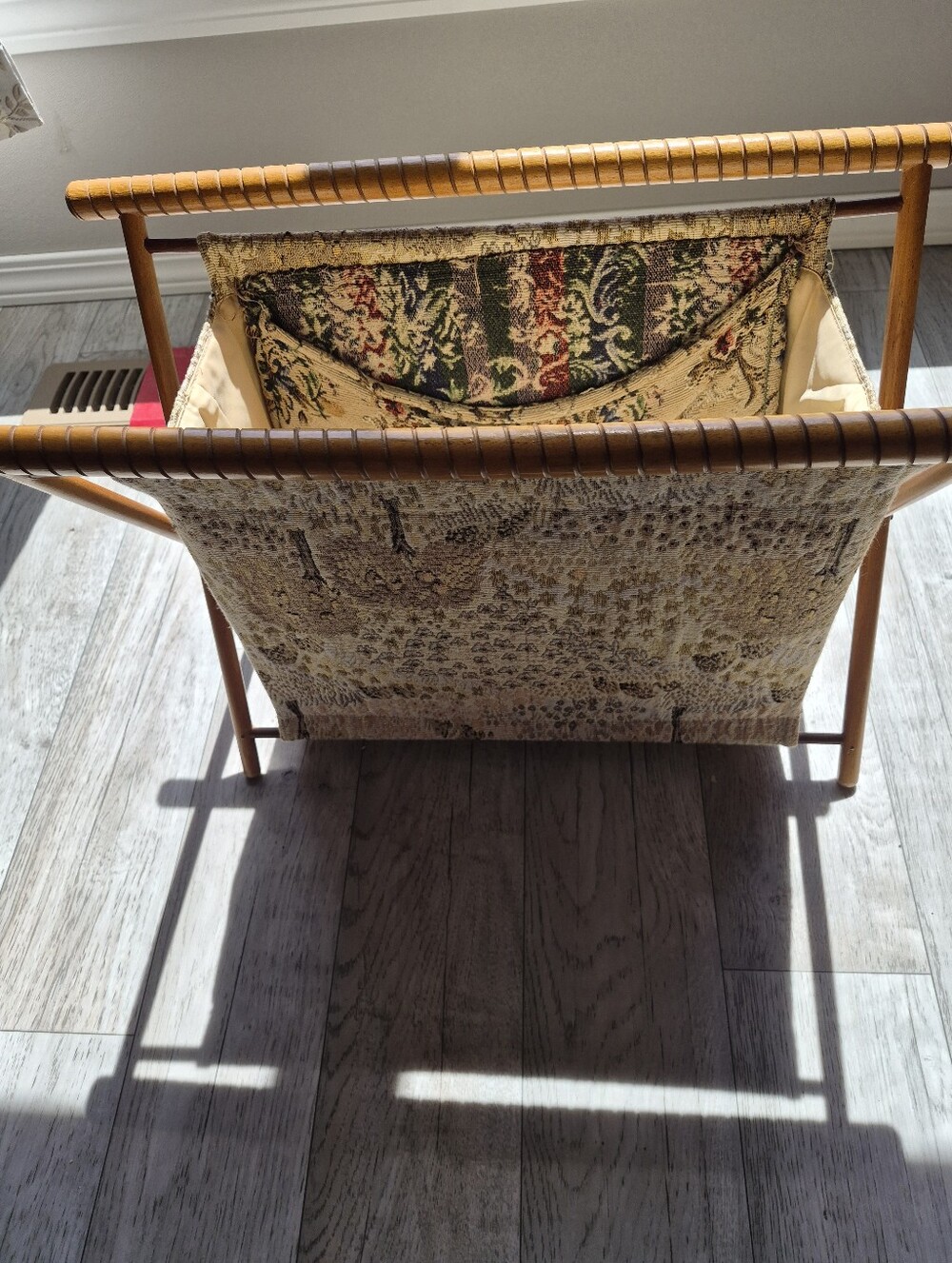 Vintage Tapestry Sewing/knitting Basket